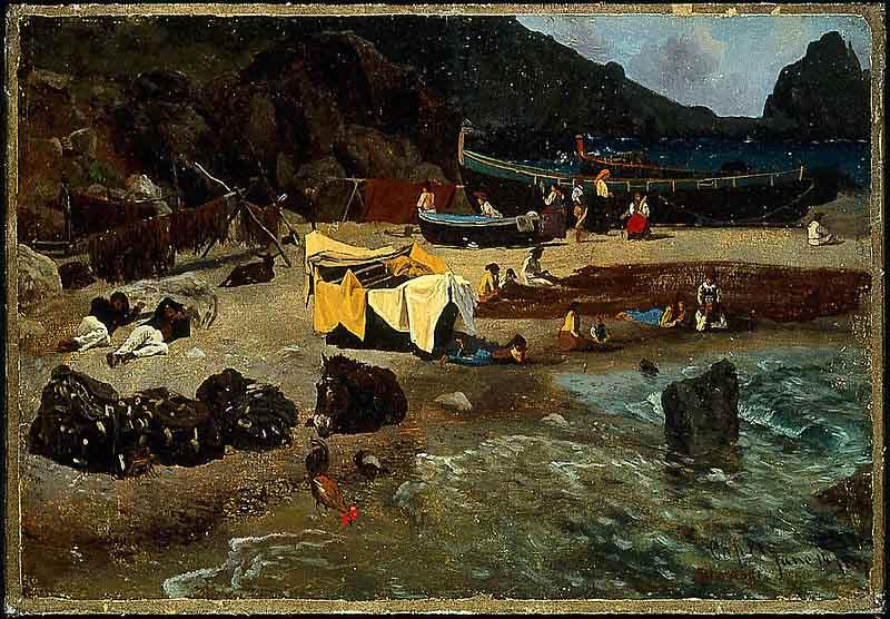 Albert Bierstadt Fishing Boats at Capri oil painting image
